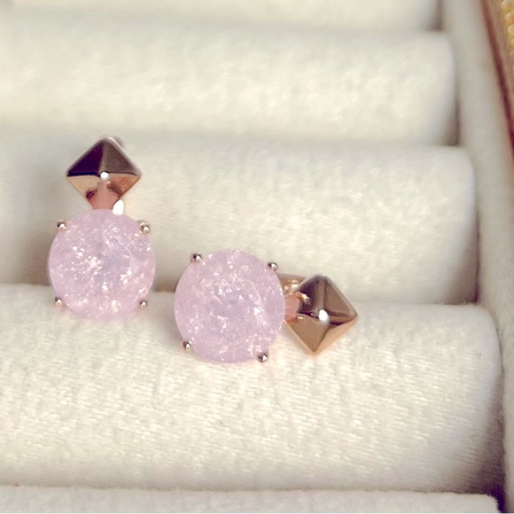 Pink Hoop Earrings Rose Gold Plated Luxury Jewelry - Picture 1 of 10